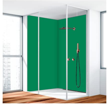KERABAD Duschrückwand, Badrückwand, Duschverkleidung aus 3 mm Alu-Verbundplatte, 90x220cm,Grün RAL 6024