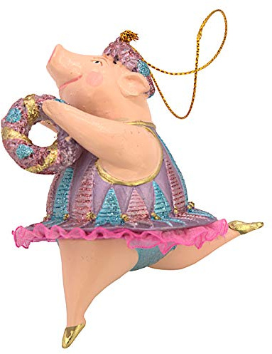 crafts & design Hänger Schwein, Deko Hänger, Flieder, hellblau, 11 cm - Weihnachtsornament, Kunstharz, Weihnachtsschmuck, Weihnachten