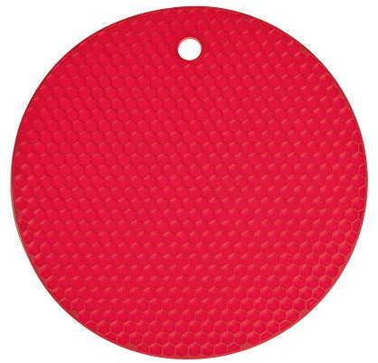 Wabenuntersetzer rund | Premium-Silikon & BPA frei| Hitzebeständig | Spülmaschinenfest | 18cm | Farbe: rot
