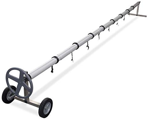 COSTWAY Pool Aufroller, Aufrollvorrichtung fahrbar, Solarfolie Stange Inkl. 8 Befestigungsbänder, Poolabdeckung Aufroller Edelstahl, Aufrollsystem