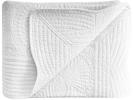 House White Baby Quilt, Cotton Embossed Baby Blanket,36x46inch