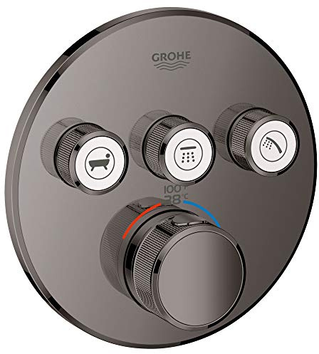 GROHE 29138A00 Grohtherm SmartControl Triple Function Thermostatic Trim with Control Module, Hard Graphite, Without SmartBox