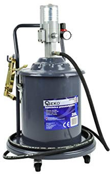 BSD Pompa a Grasso - Ingrassatrice ad Aria Compressa, Pompa Ingrassaggio, Ingrassatore a Barile, Ingrassatore Pneumatico - 20L - Tubo 4m