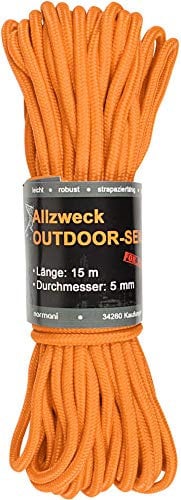 normani Stabiles Polypropylen-Seil, belastbar bis 250 kg universell einsetzbar Farbe Orange Größe 9mm/60m