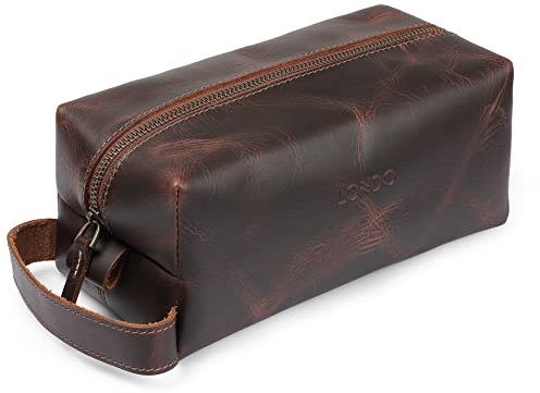 Londo Echtleder Reisetasche, Kulturtasche, Kosmetiktasche, Waschtasche - Unisex