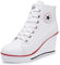 Damen Canvas Schuhe Modisch Keilabsatz 8CM Segeltuchschuhe,Mode Mädchen Turnschuhe Schnürschuhe Reißverschlussschuhe Sneaker für Sport Freizeit Größe 35-43 (Weiß, Numeric_37)