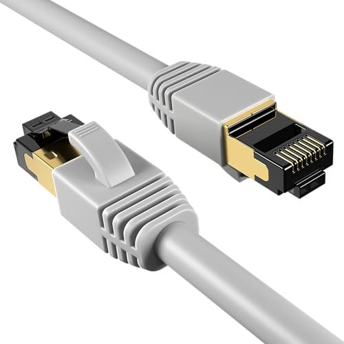 2M Grey Cat8 SFTP Ethernet Patch Cable 40Gbps 2000Mhz Copper Internet Wire Compatible With Router, Modem, Smart TV, Laptop, Consoles