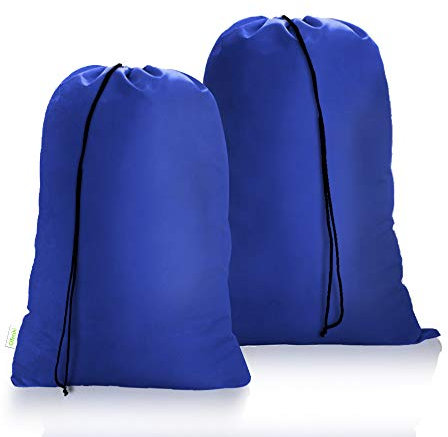 OTraki 2 Bolsas de Ropa Sucia 60 x 80cm, Bolsa de Viaje Grande, Lavandería, Plegable, Resistente al Desgarro, Azul