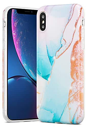 ZCDAYE Case for iPhone X/iPhone XS Phone Case, Frosted Watercolor Marble Protective Cover Soft TPU Bumper Shockproof Thin Case for iPhone X/iPhone XS-Light Green