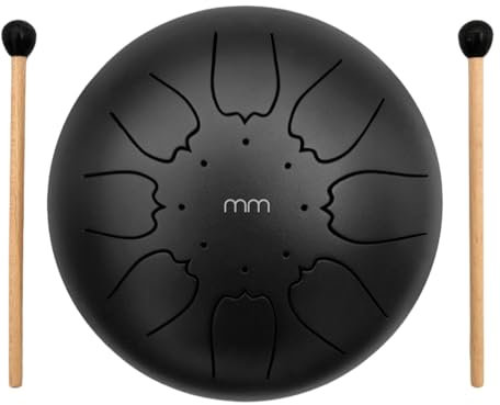 Mikamax Tongue Steel Drum - Zungentrommel - Stahlzungentrommel - Handtrommel - HandPan Drum - Mitt Drumsticks und Carrybag - 8 Zoll - 16CM