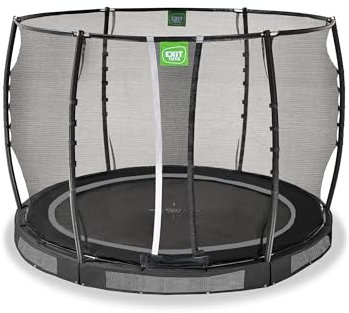 EXIT Toys Allure Premium Rundes Bodentrampolin - ø305cm - Extra Lange Federn für erfahrene Springer - Mit Fußschutzsystem - Premium-Sicherheitsnetz - Wasserabweisend - Rundes Bodentrampolin - Schwarz