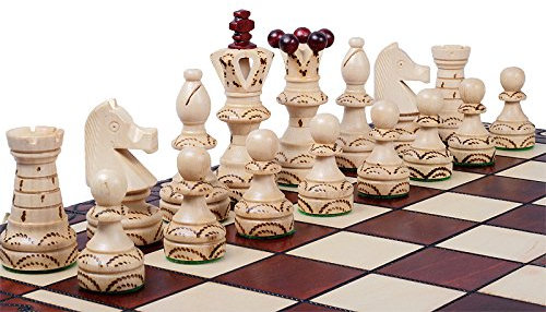 Hermoso juego de ajedrez con tablero de madera y piezas hechas a mano. Producto ideal para regalo, 55 cm