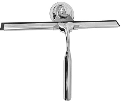 plastific Shower Squeegee Stainless Steel Window Squeegee Window Cleaner Shower Wiper with Hook, Squeegees for Bathroom Mirror Wiper, Window Glass Cleaning (1 x Squeegees Wiper)