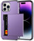 Coolden for iPhone 14 Pro Max Case Wallet Case Armor Shockproof Case Heavy Duty Protective Case Hard Back Soft TPU Bumper Card Holder Wallet Case Cover for iPhone 14 Pro Max Phone Case (Grey Purple)