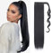 TESS Ponytail Extension Schwarz 60 cm, Dunkles Schwarz Glatt Zopf Extension Pferdeschwanz Haarteil 90g Lange Haarverlängerung Zopf