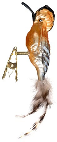 Uccello di vetro con piume naturali, ornamento in vetro, prodotto in Germania, uccello decorativo con clip, uccello di vetro, vero albero di Natale di Lauscha, per interni