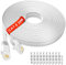 Cavo Ethernet 30 metri, Cat6 Piatto Cavo Internet 30m Lunghi RJ45 Gigabit Alta Velocità Cavo di Rete, Facile da installare Cavo LAN, 250MHZ Banda Larga Bianco Cavo Patch per Router Modem Switch PS5