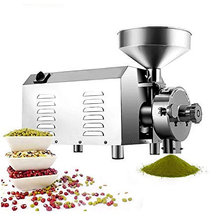 Commercial Grinding Machine for Grain,1500W Electric Grain Mill Grinder,Automatic Continuous Spice Hammer Grain Mill Pulverizer,20-50KG/H Pulverizer Dry Materials Grinding Machine,20-200 Mesh,CE