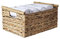 Hand-Woven Wicker Basket With Handle,Rectangular Storage Basket,Water Hyacinth Woven Basket,Magazine Shelf Basket,Towel Storage Basket for Living Room Bathroom Office (Large 14.3 x 10.6 x 6.4 In)