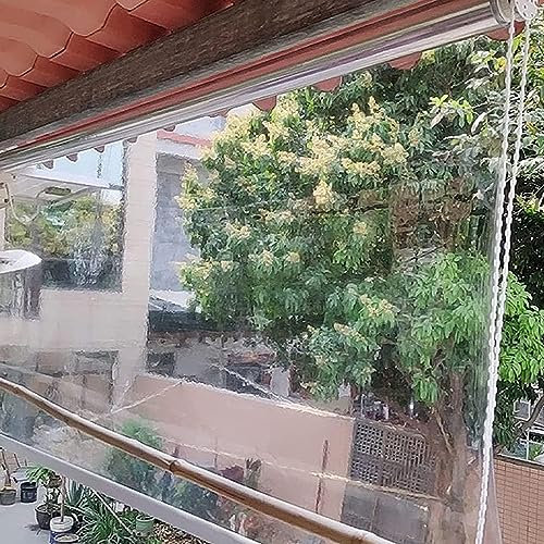 SANJIAOJIA Exterior Jardín Persianas Estor Enrollable Cortina Enrollable Transparente,Impermeable Cortinas de Plastico PVC,Toldo Vertical para Ventanas Puertas Pérgola,Ancho x Alto (130x220cm)