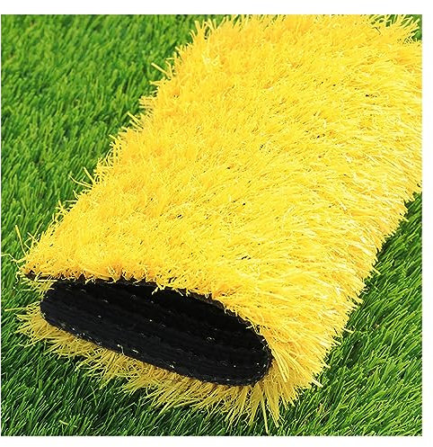 XILYZMO Rasenteppich, rutschfest Gras Rasenteppich, Draussen Terrasse Landschaft Grasmatte, Anti-UV Schmutzfänger Weich Grasrolle, Mit Entwässerungslöcher (Farbe : Gelb, Größe : 47.2 x 74.8(in))