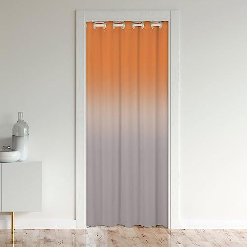 Orange 30%-50% Zimmer Dunkeln Türvorhang Blickdicht Gradient Stil Türvorhang 106x203cm für Frauen Männer Ombre Grau Raumteiler Vorhänge Gardinen Geometrisch Vorhang für Innentür Raumteiler Dekor