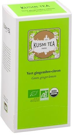 Kusmi Tea - Thé vert gingembre-citron Bio - Box mit 25 Musselin-Teebeuteln