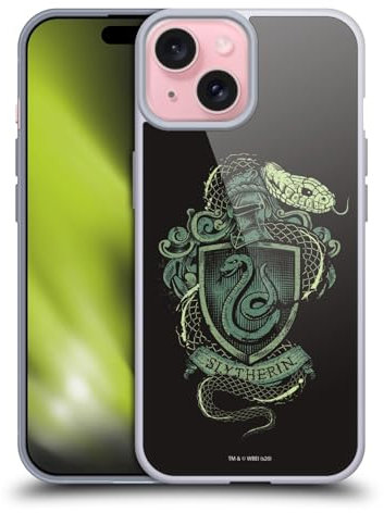 Head Case Designs Offizielle Harry Potter Slytherin Deathly Hallows XIV Gelhülle [Militärischer Schutzgrad] Kompatibel Mit Apple iPhone 15 Und Kompatibel Mit MagSafe