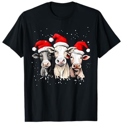 Kuh mit Weihnachtsmütze Wintermütze | Kuh Weihnachts T-Shirt