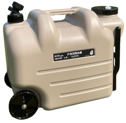 MagiDeal Récipient de Stockage d'eau à roulettes avec Robinet, réservoir d'eau, pichet d'eau pour Camping, Bain, Conduite Autonome, Visite Domestique, Kaki
