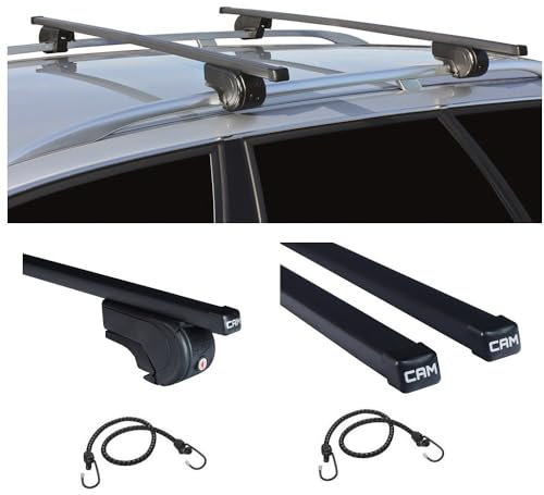 Kompatibel mit Opel Corsa B SW Rail ab Baujahr 1999, Dachträger TOTUS Cube für Autodachträger mit hoher Dachreling, zugelassener Stahl, 127 cm, viereckig, max. 100 kg