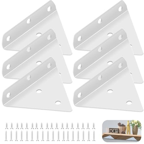 Nizirioo 6 Pièces Support D'Étagère Triangle Support Etagere Supports D'Étagère Flottants Supports À Tablettes Flottantes En Triangle En Métal, Avec Vis Pour Déco Salon Chambre Salle De Bain(Blanc)
