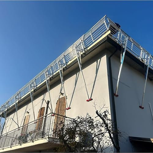 SGS Sicurezza del bordo del tetto [lunghezza 6 metri] Parapetto in Alluminio - Protezione del tetto inclinato - Parapetto per Lavori sul tetto - Ponteggio - Ponteggio a scala