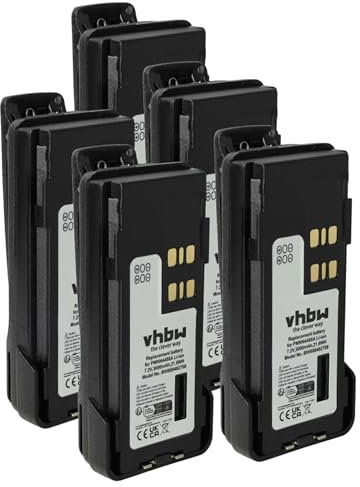 vhbw 5X Batterie Compatible avec Motorola DP2400e, DP2000, DP2600, DP2400, DP2600E Radio Talkie-walkie (3000mAh, 7,2V, Li-ION) - avec Clip de Ceinture