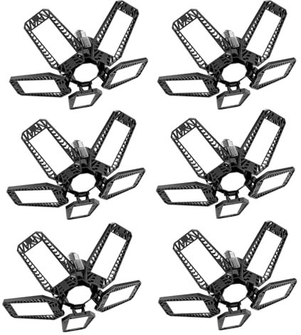 TASINUO Garagenlampe LED 160W 6 Stück, 16000LM 6500K Sehr Helle LED Werkstatt Deckenleuchte, Deckenlampe mit 5+1 Verstellbaren Panel, Kellerlampe für Garage Werkstatt Lager Keller