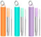 Tanhala Metal Reusable Travel Drinking Straw - 3 Pack Collapsible Stainless Steel Straws with Cleaning Brush & Silicone Tips Portable Telescopic Drinking Straws with Storage Case & Keychain Ring 3P2