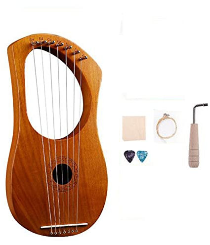 PAMENET 7 Saiten Lyre Harfe Saiteninstrument mit Tragetasche Extra Saitensatz und Zubehör Style B