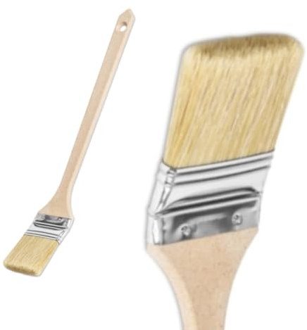 Heizkörperpinsel 25 mm mit langem Holzgriff – Flachpinsel für Ecken & schwer zugängliche Stellen – Profi-Malerpinsel für Lack, Öl, Lasur (1 Stück)