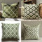 4er Set Kissenbezug 35x35cm , Baumwolle Leinen Dekokissen Kissenbezüge Sofakissen Dekorativ Kissenhülle Zierkissenbezüge für Sofa Schlafzimmer Wohnzimmer Auto Couch Zuhause Dekor Grün Weiß,14x14inch