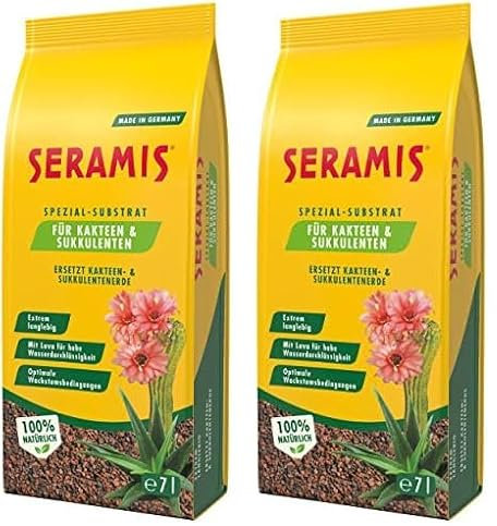 Seramis sustrato Especial para Cactus y suculentas, 7 l – Arcilla expandida, sustituto para Tierra de Cactus para el Almacenamiento de nutrientes (Paquete de 2)