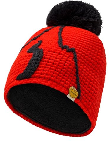 LA SPORTIVA Herren Damen Mütze Skimütze Strickmütze Bommelmütze Dorado Beanie, Farbe:Neonorange, Größe:L/XL, Artikel:-322900 Cherry Tomato/Carbon