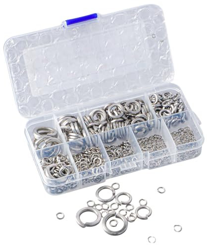 Juego de Arandelas Elásticas de Acero Inoxidable, 600 Piezas, Arandelas en Espiral, M2/M2.5/M3/M4/M5/M6/M8/M10/M12, Arandelas para Bricolaje y Artesanía