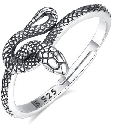 INFUSEU Damen Schlangenring, Mystischer Schlangen Keltischer Knoten Schmuck 925 Silber Verstellbar Modell 7–8 Ring Vintage Daumenring Geschenk für Männer Frauen