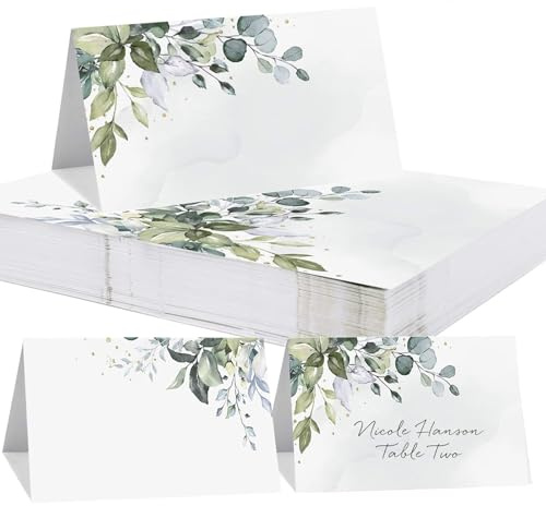 100 Stück tischkarten hochzeit, tischkarten für Sitzordnung und Tischdekoration, Elegantes Design platzkarten für Hochzeit, Beschriften, Geburtstag, Taufe, Kommunion und weitere Feiern