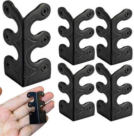 2024 Skiffers Baseboard Corner Protectors, Solid Brass Skirting Board Protectors, Vintage Metal Decorative Cover for Corners (Black, 5pc)