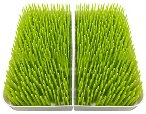 Plastic Grass Drying Rack Modern Baby Bottle Organizer Drying Rack Foldable Dish Draining Rack with Removable Cutlery Holder (Green)