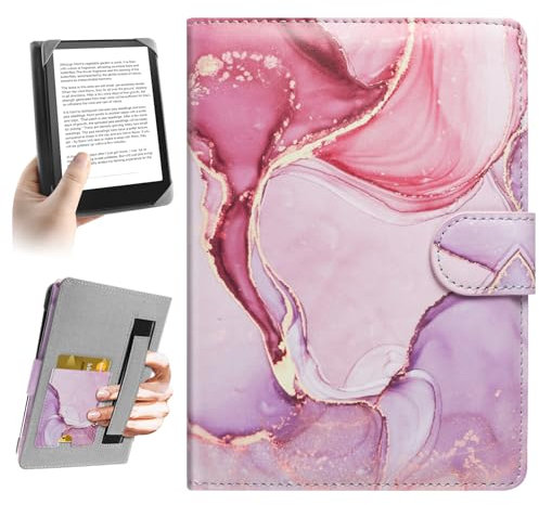 HoYiXi Universale Custodia per 6.8 pollice,7 pollice eReader Compatibilità Kindle Paperwhite/Kobo Clara HD/Kobo Clara 2E/PocketBook/Tolino/Sony 6”-6.8“ E-Book Reader Cover Case,Dali rosa