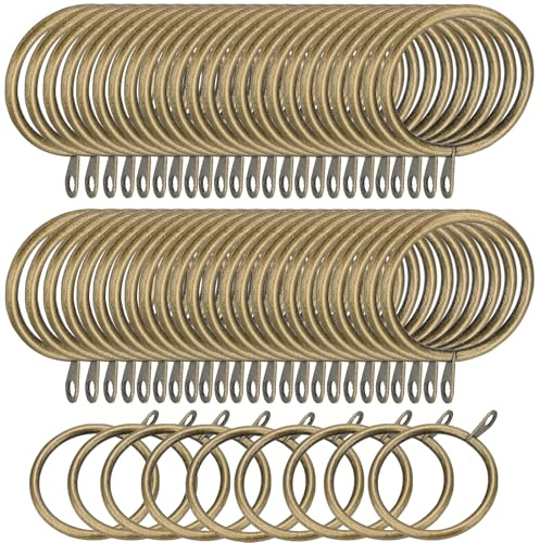 MUKSUET 120 Pack 38mm Curtain Rings Bulk, Antique Copper Metal Hanging Rings with Eyelets, Curtain Pole Ring for Rods Pole, Shower Curtains, Drapery