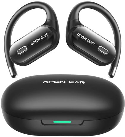 Relxhome Auriculares abiertos Bluetooth con 60 horas de tiempo de reproducción, auriculares inalámbricos Bluetooth 5.4, auriculares Bluetooth con gancho para la oreja, IPX5 resistente al agua, control