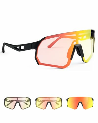 ViKKent Sonnenbrille Fahrradbrille Herren Damen, TR90 Frame UV400-Schutz mit Verstellbaren Nasenflügel, Fahrrad Sport Schnelle Brille für Outdoorsport Radfahren Laufen Angeln